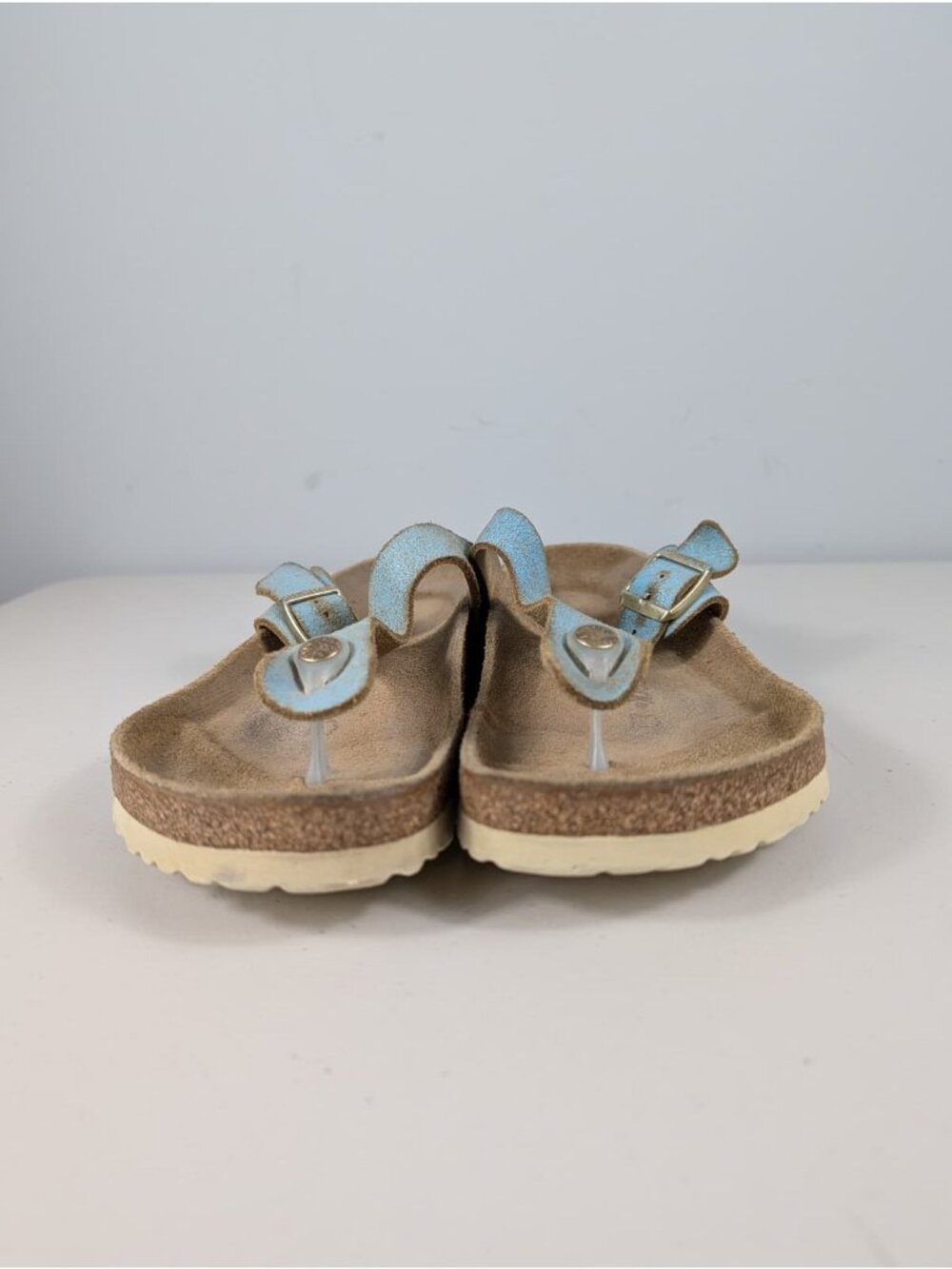 Birkenstock Gizeh sandals aqua leather strap women's size 11